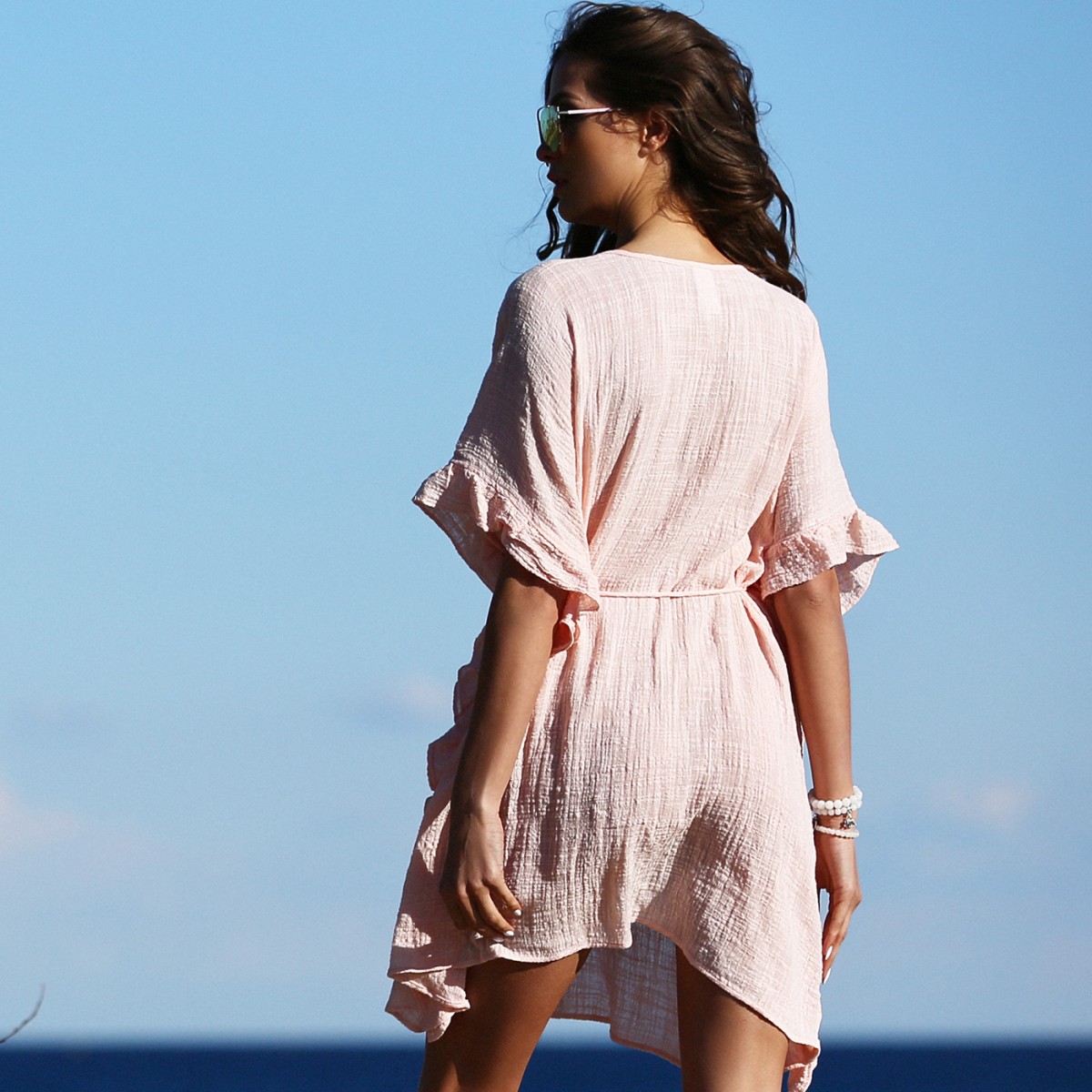 Туника пляжная из хлопка в стиле бохо