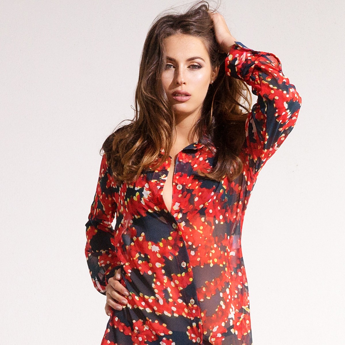 Пляжная туника с длинным рукавом из шифона